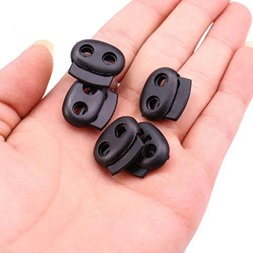 100 Pcs Plastic Cord Locks For Drawstrings Double Hole Spring Stopper Fastener Slider Toggles End For Drawstrings Shoelaces Backpack Lanyard #TOP2