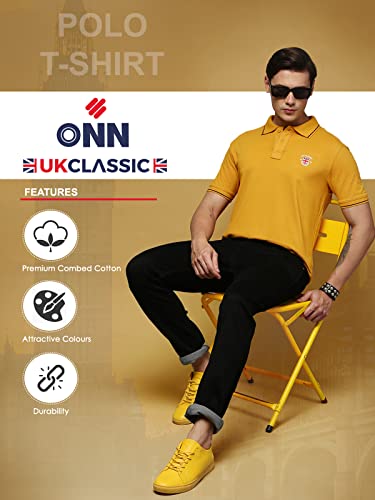 Image of ONN UK Classic Men's Premium Combed Cotton Polo Collar Half Sleeves Solid T-Shirt |