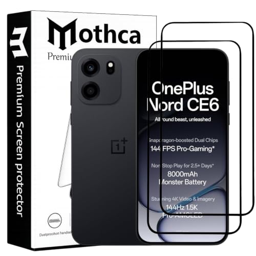 Image of Mothca Advance Military-Grade Tempered Glass Screen Protector Compatible for OnePlus Nord CE6 with Edge to Edge Coverage - Case Friendly, Anti-Scratch & Bubble-Free Installation Kit (Pack of 2)