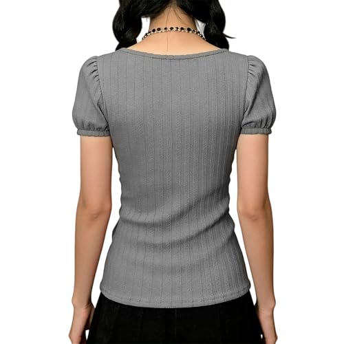 Image of Fairy Grunge Y2k Shirts Vintage Crop Tops Short Sleeve Girls Slim Fit Tees