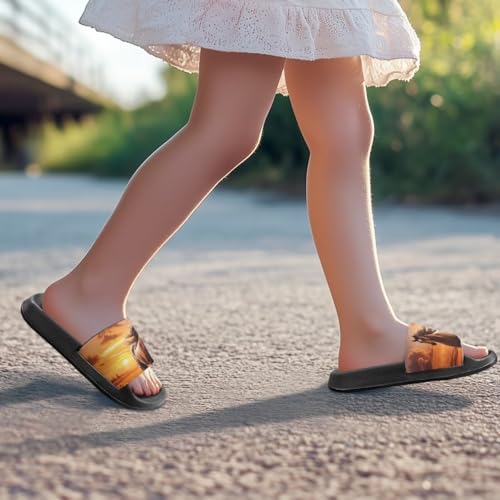 Image of Unisex Slides for Girls Boys Comfortable Slippers Slides Non-slip Shower Shoes House Fashion Thick for Indoor & Outdoor Gifts