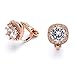 Mariell 14K Rose Gold Clip On Stud Earrings - Cushion Shape 10mm Halo Round Cubic Zirconia Clip Earrings