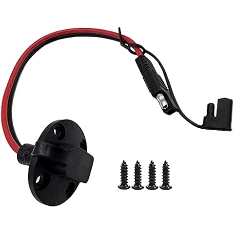 Halokny SAE Power Socket Sidewall Port, 12AWG SAE Solar Quick Connect Panel Flush Mount Plug Cable, Weatherproof SAE Extension Cable, with 4 Screws, for Automobile and Solar Panel (1Ft / 30CM) Cover