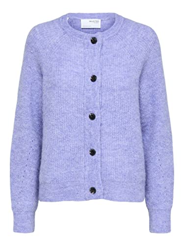 SELECTED FEMME Women's Slflulu LS Knit Short Cardigan B Noos Sweater, Jacaranda, M