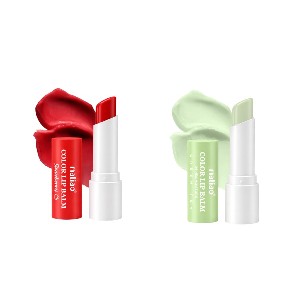 Maliao Color Lip Balm | 24H Moisture | Nourishing & Hydrating | Soft & Smooth Texture | Strawberry & Green Tea | Combo Set of 2 | 3.8g Each-image-45