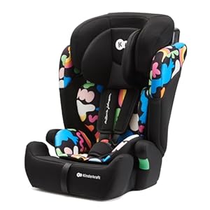 Kinderkraft Kinderautositz COMFORT UP I-SIZE, Autokindersitz, Autositz, Kindersitz, ein Autositz für Kinder von 76-150 cm, 5-Punkt-Sicherheitsgurt, Einstellbare Kopfstütze, ECE R129/03, Happy shapes