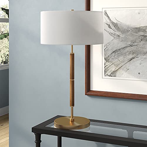 Image of Henn&Hart 25 inch Industrial 2-Light Table Lamp, Medium Oak