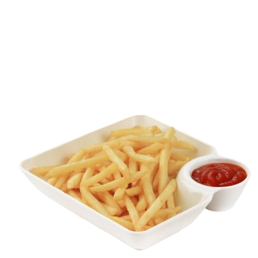 Grtheenumb Tray|8 Pcs Dipping Sauce Plates, Reusable Plastic Serving Plates with Sauce Compartment for Snacks, Dumplings, Chips - Dishwasher Safe, White