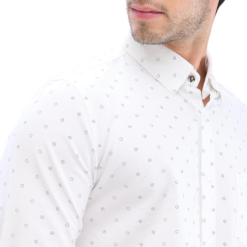 Image of Spykar Men's Slim Fit N /A Full Sleeve Printed Casual Shirts