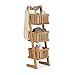 Relaxdays 10021556 Scaffale Bagno Legno, 3 Cestini, Portatile, Cestini Portaoggetti, Salvaspazio, Resistente all'Acqua, Naturale, 77 X 23 X 20 Cm