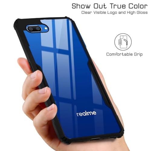 Image of Jkobi Back Cover Case for Realme C1 (Shockproof with Polycarbonate Clear Panel | Professional Black)