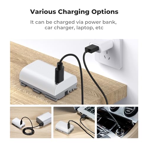 K&F CONCEPT 2 Pack 2600mAh LP-E6NH Battery with USB C 2.5H Fast Charging for Canon R7 R6 R5 90D 80D 70D 5D Mark II III IV Cameras - Image 5