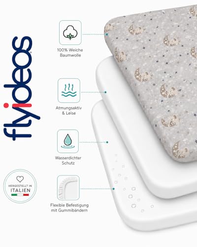 FlyIdeas 3er-Set Spannbettlaken & Matratzenschutz 140x70 cm – Ansicht 2