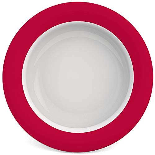 Ornamin Schaal met kieptruck Ø 15,5 cm rood | speciaal bord met randhoogte voor zelfstandig eten | eethulp, melamine, anti-slip schaal, hoogte borderrand