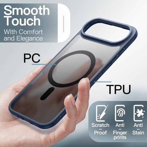 Image of JETech Magnetic Case for iPhone Air Compatible with MagSafe, Translucent Matte Back Slim Minimalist Shockproof Phone Cover, 6.5-Inch Display (Storm Blue)