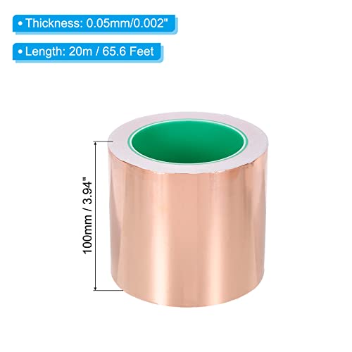 Image of PATIKIL Copper Foil Tape 3.94 Inch x 66 Feet 0.05mm Thick Double Sided Conductive Adhesive EMI Shielding for Electronics, Circuits, Grounding