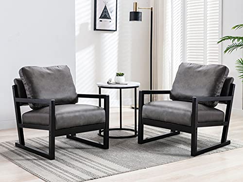 Altrobene Mid Century Modern Accent Chair, Lounge Chair For Linving Room, Retro Armchair, Wood Frame, Removable Cushion, Dark Grey #TOP6