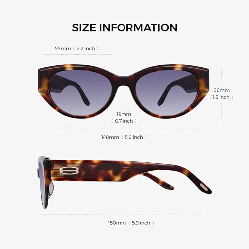 Image of Vintage Narrow Cat-Eye Sunglasses for Women Men Trendy Acetate Shades, Exclusive Eyewear Brand of EssilorLuxottica