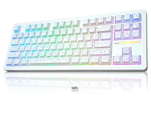 XINMENG Mechanical Gaming Keyboard | Wireless RGB Keyboard | 2.4GHz/Bluetooth 5.0/USB Type-C | Hot-Swappable Linear Switches | Premium Gasket Mount | PC/Mac/Laptop | US Layout | White Contour