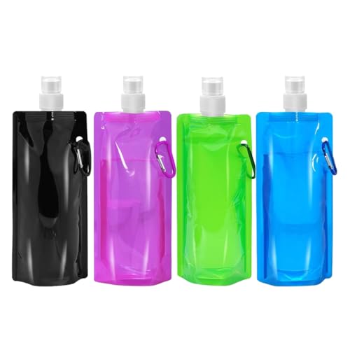 KEWUF 4 Pcs Borraccia Morbida, Soft Flask 450ml, borraccia morbida, Bottiglia pieghevole, confezione da 4 unità di Borraccia Running, trail running, escursionismo o ciclismo