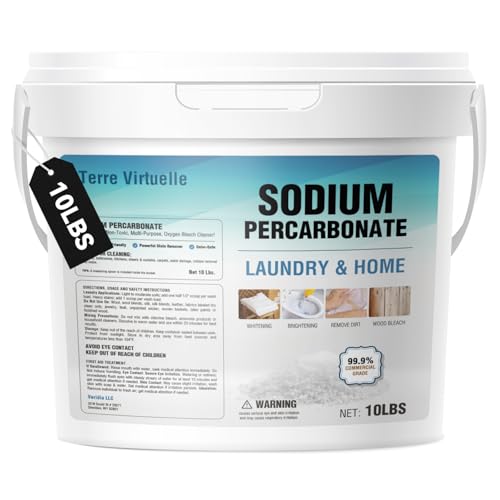 Terre Virtuelle Sodium Percarbonate Oxygen Bleach Powder & Laundry Booster Multi-Purpose Cleaner for Stain Removal Whitening Deodorizing Chlorine-Free (10LB)