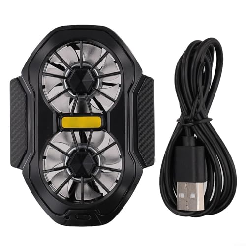 Enfriador portátil para teléfono celular, dispositivo de refrigeración de doble ventilador recargable de 600 mAh con luz RGB para una rápida disipación del calor, funcionamiento silencioso a 35 dB