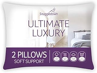 Snuggledown Ultimate Luxury White Pillows 2 Pack Soft Support Designed for Front Sleepers Bed Pillows