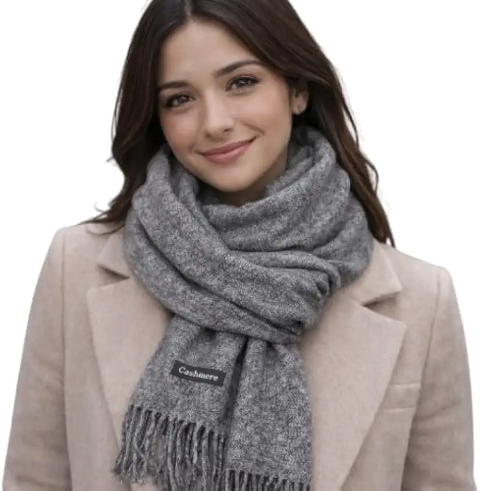 Cachecol Com Franja Feminino Sofisticado Macio Quentinho Echarpe Lenço Para o Frio Inverno