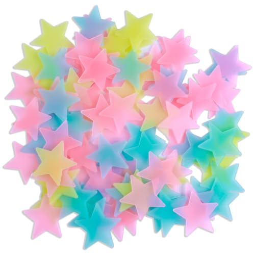 AM AMAONM 200pcs Glow in The Dark Luminous Stars Fluorescent Noctilucent Plastic Wall Stickers Murals Decals for Home Art Decor Nursery Ceiling Wall Decorate Kids Babys Bedroom Room