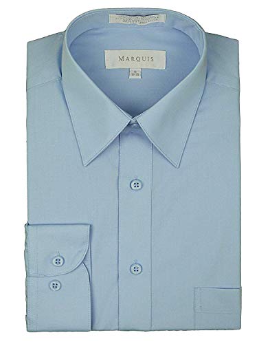 Marquis Men's 009 Long Sleeve Regular Fit Dress Shirt - Light Blue - 24 6-7
