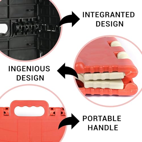 Image of U-MAX 18 Inch Folding Stool - Compact, Portable Step Stool for Kids & Adults, Lightweight Plastic Design, Slip-Resistant, Ideal for Kitchen, Bathroom, Camping & Travel (Red / 18 inch)