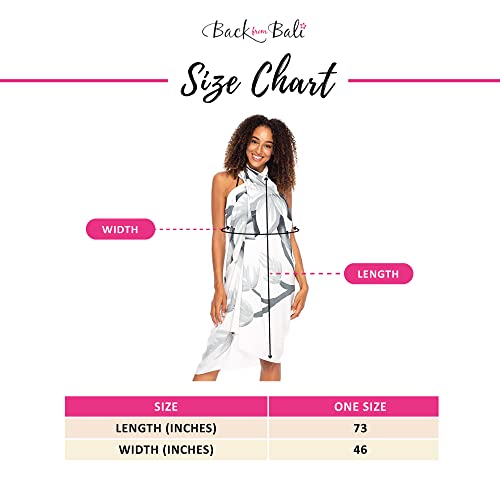 Back From Bali Womens Sarong Coverup Hand Painted Flower Swimsuit Wrap Skirt Beach Pareo with Coconut Clip4