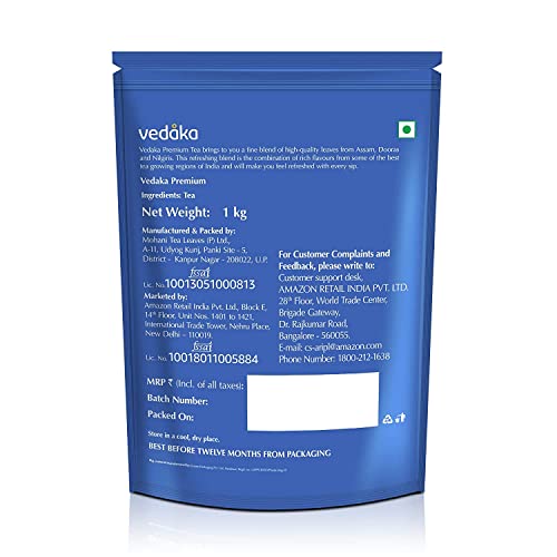 Image of Amazon Brand Vedaka Premium Tea, 1 Kg & Amazon Brand - Vedaka Fox Nuts (Phool Makhana), 200 g