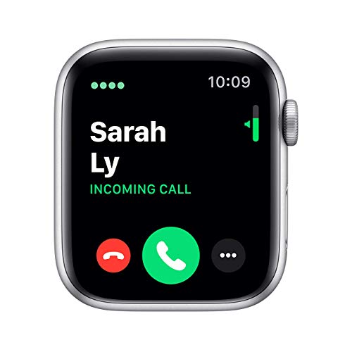 Image of Apple Watch Series 5 (GPS + Cellular, 44MM) - Silver Aluminum Case with White Sport Band (Renewed)