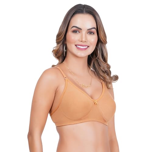 Image of Women Non Padded Bra in B, C and D Cup - Made of Pure Cotton Full Coverage Non Wired Pushup Soft Cup for T-Shirt Saree Dress Sports Garment for Daily Use Everyday