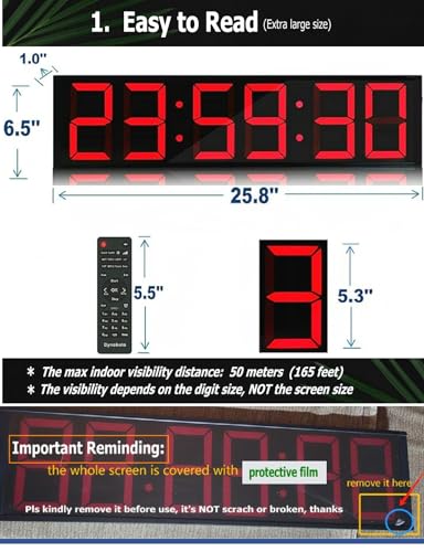 Cynobato CT5.3-6L(2G4R) 26'' Huge Home Gym Interval Workout Timer Clock thumb #1