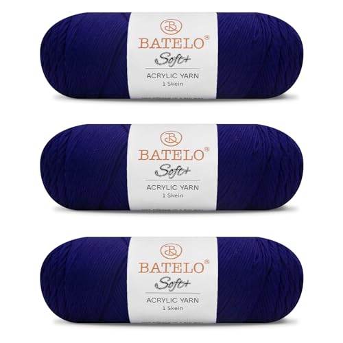 Image of Soft Navy Blue Yarn 1008 Yards - 3 Pack Acrylic Yarn of 200g /7.5oz - 4 Medium (Worsted) - Crocheting, Knitting, Amigurumi, Craft