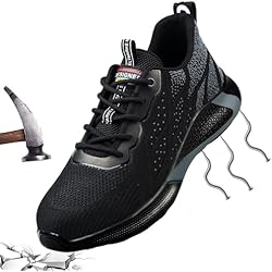 Zapatos De Trabajo Para Mujer Con Punta De Acero Zapatillas Trabajo Hombre 44 Zapatillas de Seguridad S3 con Punta de Acero Ligeras Calzado de Trabajo Verano Mujer Transpirable Comodo Zapatos de Seguridad Deportivos Botas de Seguridad Negro