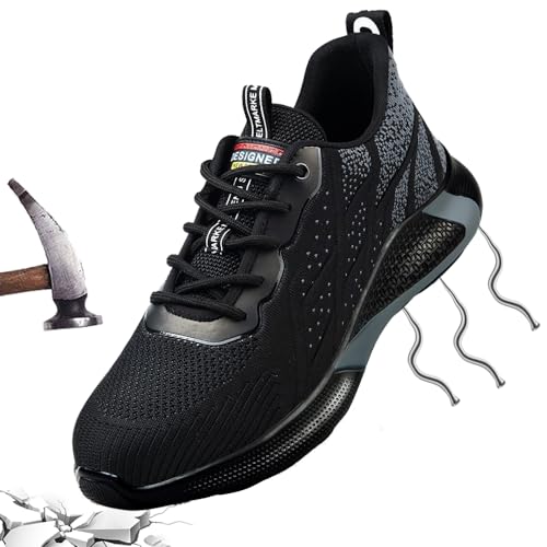 Sicherheitsschuhe Herren Leicht 43 Arbeitsschuhe S3 mit Stahlkappe Herren Sommer Arbeit Schuhe Männer Frauen Sicherheit Sneaker Turnschuhe Sportlich Schutzschuhe Safety Shoes Schwarz 797