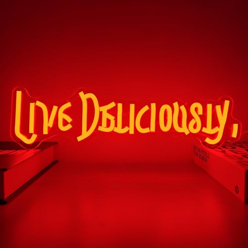 Image of Live Deliciously Neon Sign Witchy Led Neon Sign for Wall Decor Dimmable Spooky Gothic Neon Light Sign Halloween Neon Led Sign for Halloween Party Haunted House Decor Man Cave Gifts