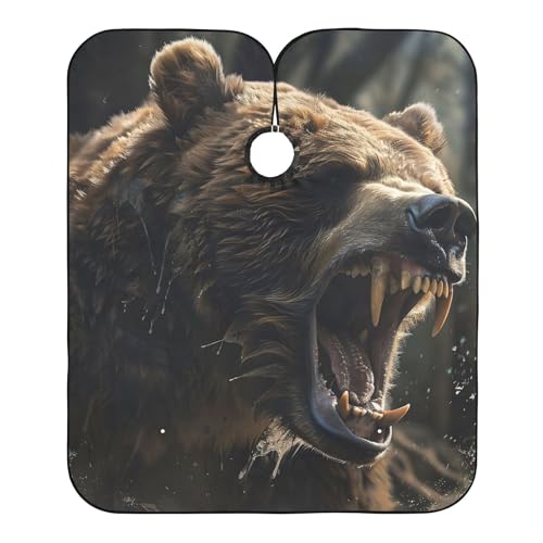 Hezely Bear Brown Hair Dye Cape, Barber Cape for Adults,Waterproof Salon Cape,Waterproof Hairdressing Styling Hair Cutting, 65
