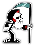 Grim Adventures Grim Reaper Cartoon - Sticker Graphic - Auto, Wall, Laptop, Cell, Truck Sticker for Windows, Cars, Trucks