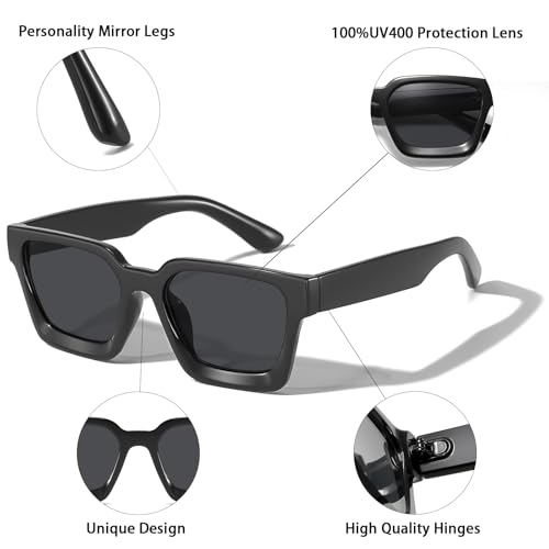 Square Sunglasses for Women Men Chunky Frame UV400 Protection Sun Glasses Unisex Retro Designer Style Shades2