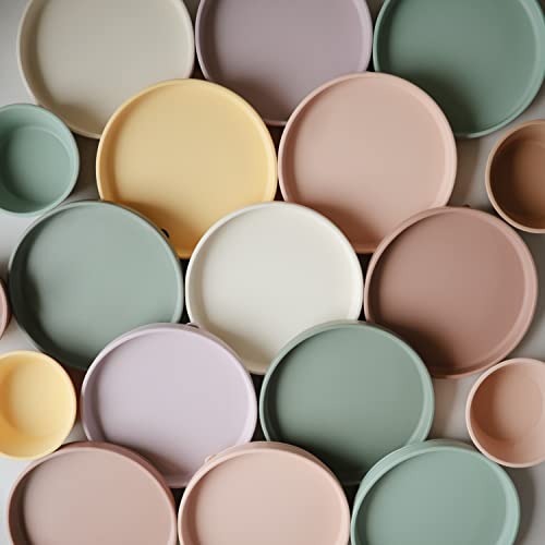 Mushie Klassisk Silikontallrik med Sugkopp | Halkfri Silikontallrik Baby | Indelad Tallrik för Bebisar och Småbarn | Material: Livsmedelsgodkänd Silikon | Diskmaskin- och Mikrovågssäker | Soft Lilac - Image 7