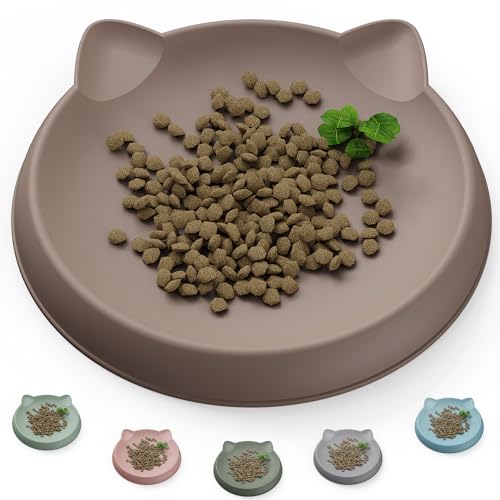 Gamelle en silicone chat (1 pc, 15 x 15 cm, beige) | Protection des poils de barbe | Assiette large | Accessoires pour chat