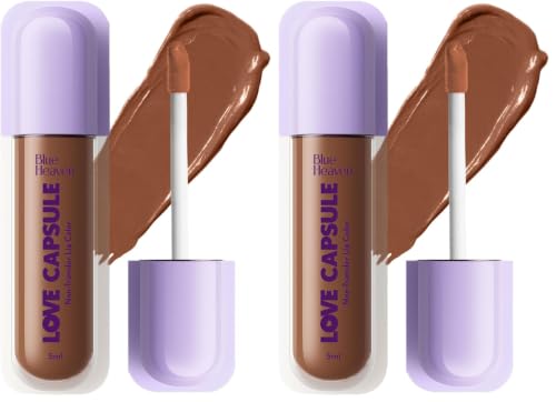 Image of Blue Heaven Love Capsule Non Transfer Lip Colour | Intense Color Payoff | Long Lasting | One Swipe Formula | Liquid lipstick Waterproof & Smudge Proof | Coffee Toffee, 5ml (Pack of 2)