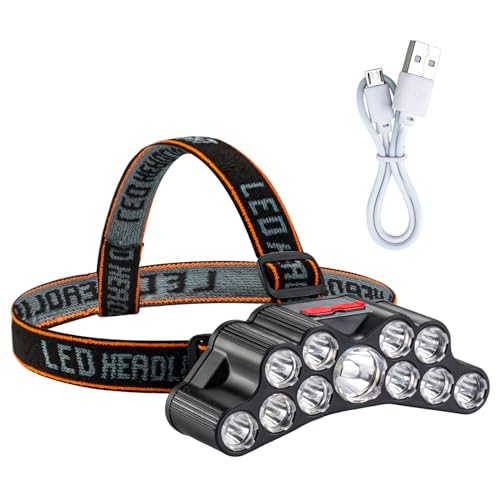 Weejunki Headlamp Rechargeable, 22000 High Lumen 11 Head Lights for Forehead, IPX5 Waterproof Headlamp, Head Lamps Led Super Bright for Runing, Hunting and Working