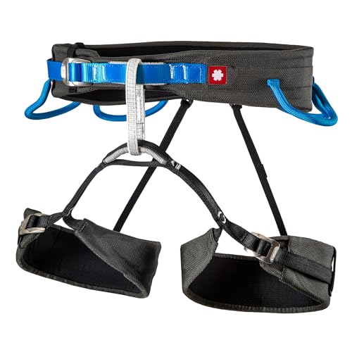 Ocun Unisex Levit Rock Climbing Harness, Indoor, Alpine & Sport Climbs for Men & Women, Black/Blue, Medium