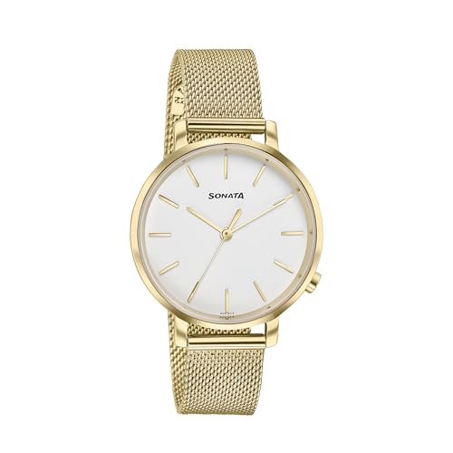 Image of Sonata Elegent Essentials Quartz Analog White Dial Stainless Steel Strap Watch for Women