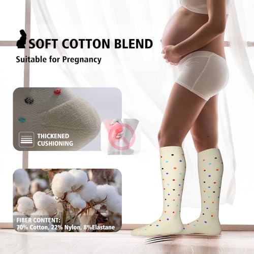 Image of LEVSOX Cotton Compression Socks for Women&Men 20-30mmHg Knee High Cute Support Sock for Nurses Pregnancy Travel